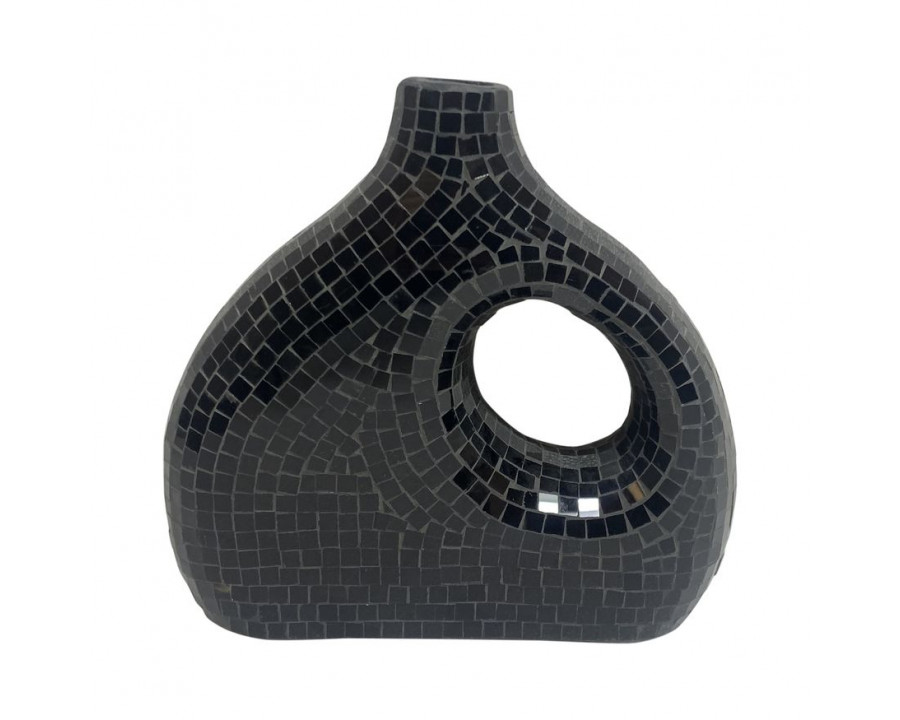 Sagebrook 11" Ecomix Mosaic Vase - Black