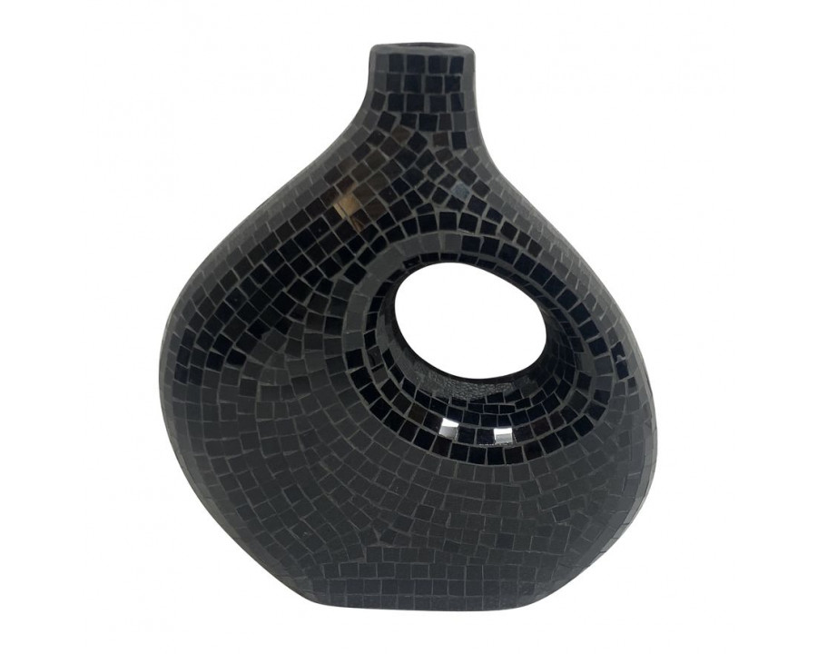 Sagebrook 13" Ecomix Mosaic Vase - Black