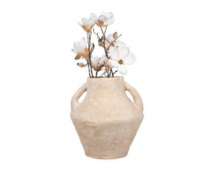 Sagebrook 14" Paper Mache Vase With Handles - White