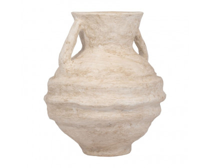 Sagebrook 15" Paper Mache Vase With Handles - White