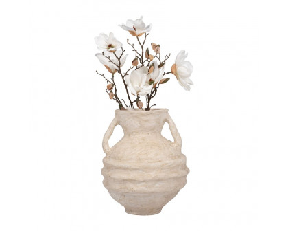 Sagebrook 15" Paper Mache Vase With Handles - White