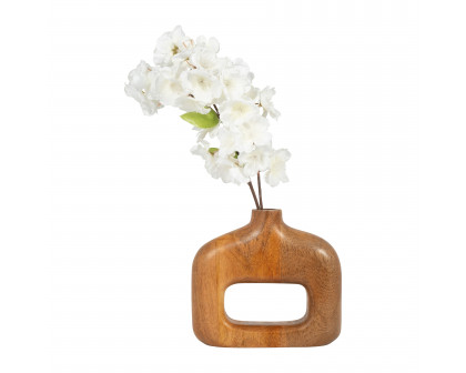 Sagebrook - 7" Wood Open Cut-out Vase in Natural