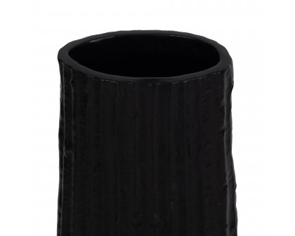 Sagebrook 48" Metal Ribbed Floor Vase - Black