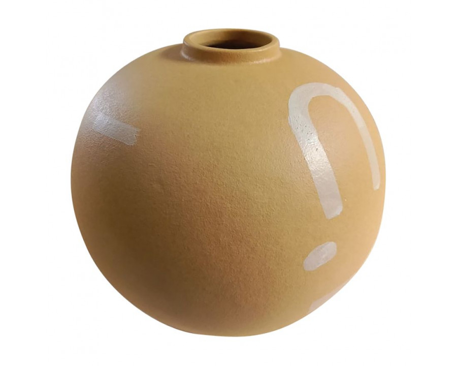 Sagebrook - 9" Stoneware Aztec Vase in Mustard