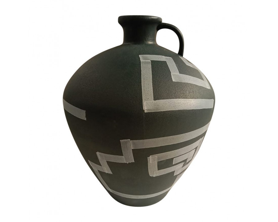 Sagebrook - 12" Stoneware Aztec Jug in Green