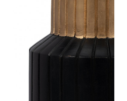 Sagebrook 11" Wood Carved Totem Vase With Gold Top - Black/Gold