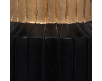 Sagebrook 14" Wood Carved Totem Vase With Gold Top - Black/Gold