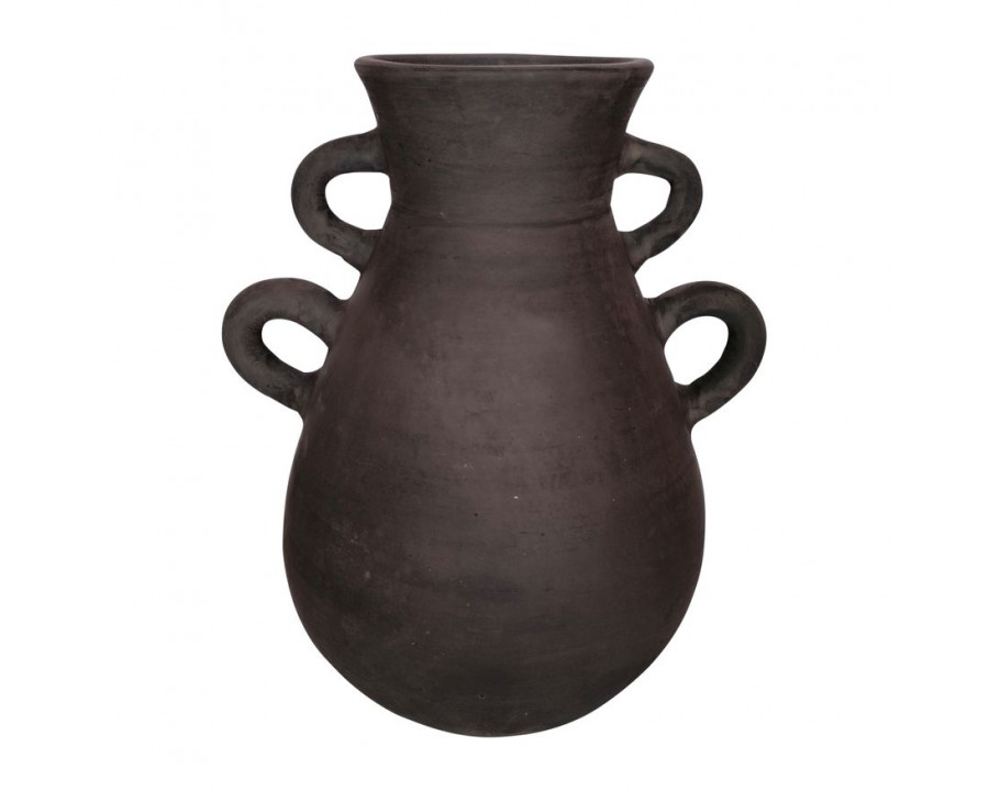 Sagebrook 12" Terracotta Vase With 4 Handles - Black