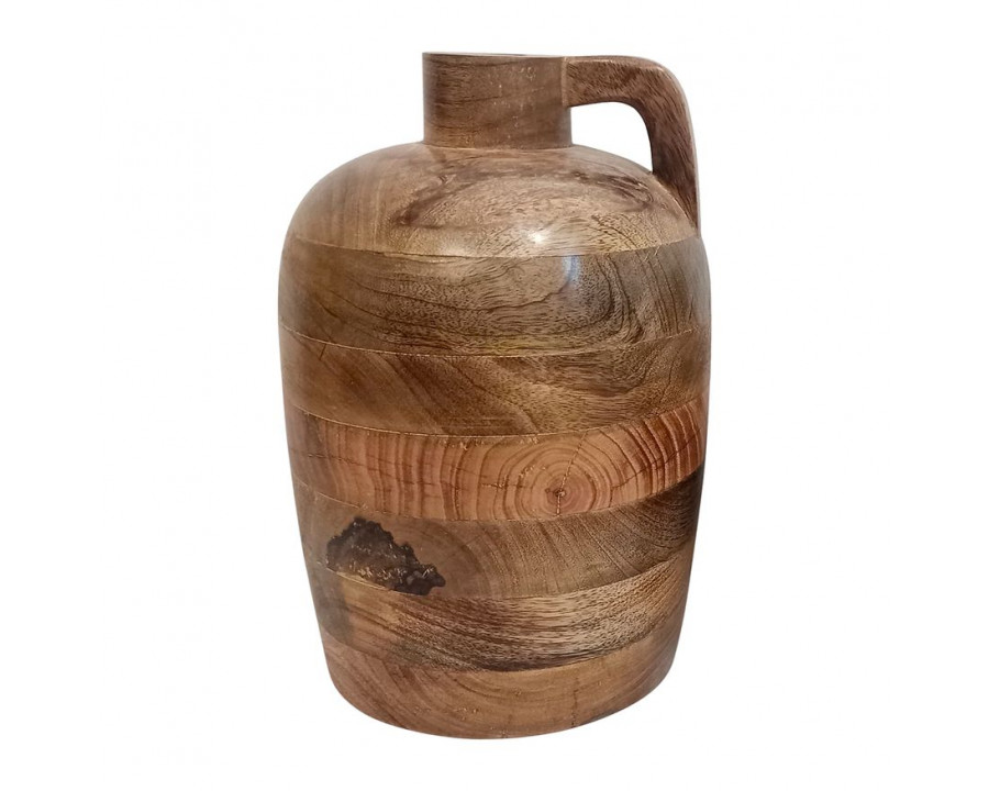 Sagebrook 12" Wood Jug Vase With Handle - Natural