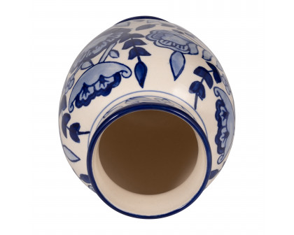 Sagebrook - 9" Ceramic Flowers Talavera Vase in Blue/White