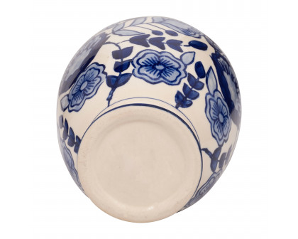 Sagebrook - 9" Ceramic Flowers Talavera Vase in Blue/White