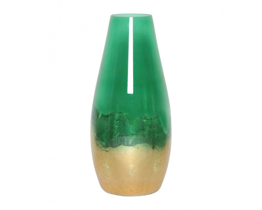 Sagebrook 15" Glass Gold Dipped Vase - Green