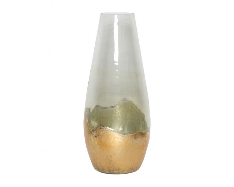 Sagebrook 11" Glass Gold Dipped Vase - Clear