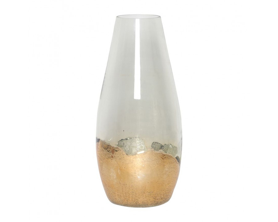 Sagebrook 15" Glass Gold Dipped Vase - Clear