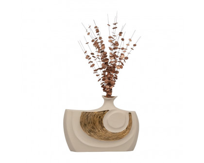 Sagebrook 13" Metal Embossed Swirl Vase - Gold/Nude