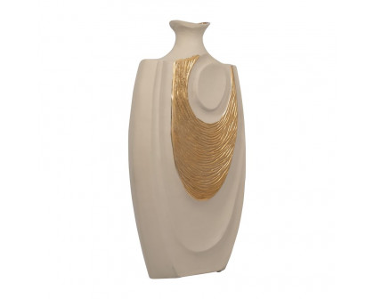 Sagebrook 23" Metal Embossed Swirl Vase - Gold/Nude