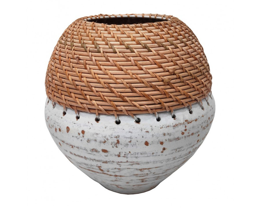 Sagebrook 9" Clay Vase With Woven Top