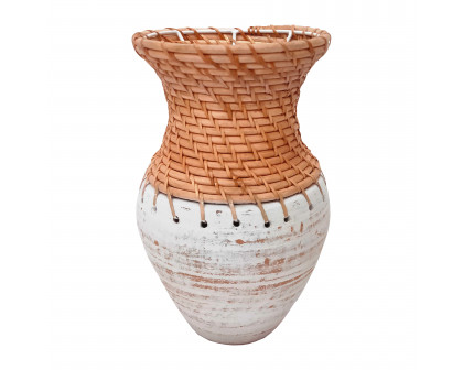 Sagebrook 9" Clay Vase With Woven Top