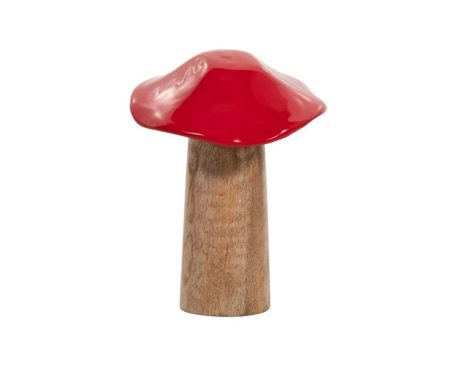 Sagebrook 6" Wood Toadstool Mushroom - Red