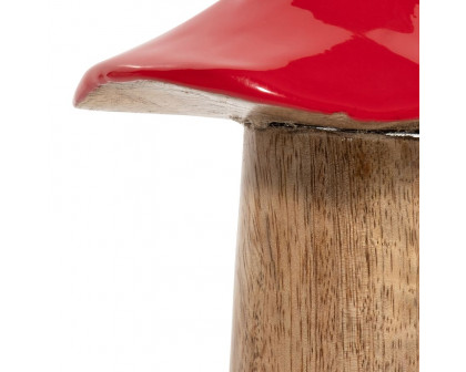 Sagebrook 6" Wood Toadstool Mushroom - Red