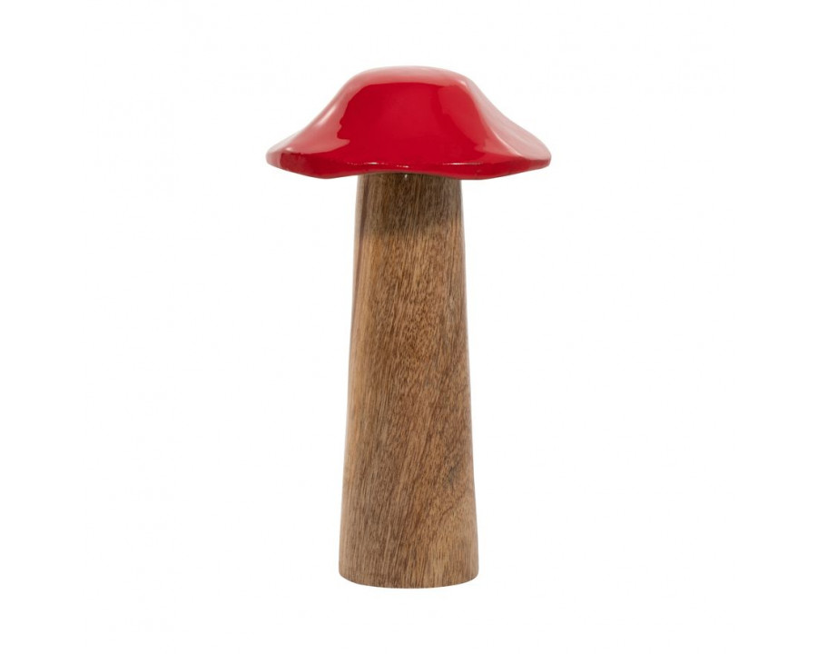 Sagebrook 8" Wood Toadstool Mushroom - Red