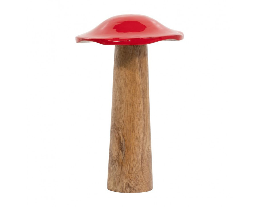 Sagebrook 10" Wood Toadstool Mushroom - Red