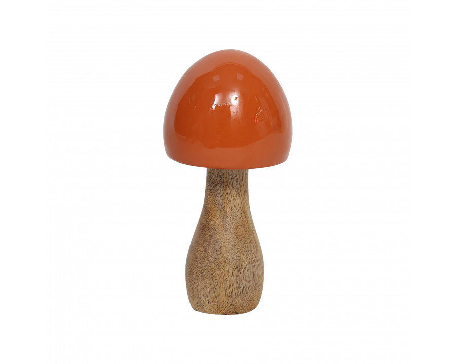 Sagebrook 6" Wood Coned Mushroom - Burnt Orange