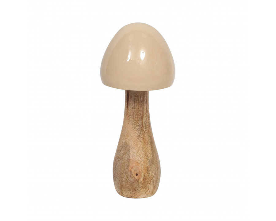 Sagebrook 8" Wood Coned Mushroom - Ivory