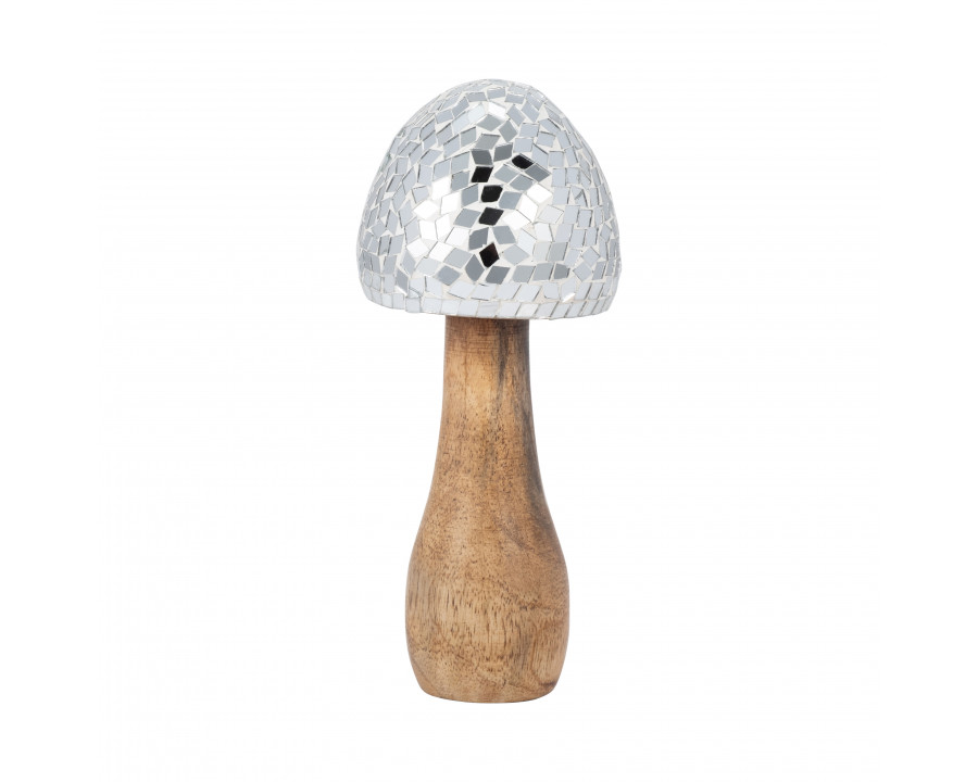 Sagebrook 8" Wood Mosaic Mushroom - Silver