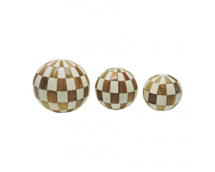 Sagebrook 4"/5"/6" Resin Checkered Orbs (Set Of 3)