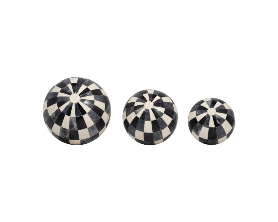 Sagebrook 4"/5"/6" Resin Checkered Orbs (Set Of 3) - Multi