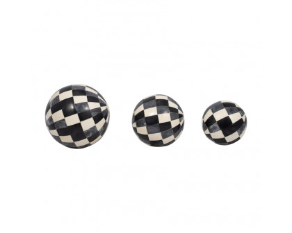 Sagebrook 4"/5"/6" Resin Checkered Orbs (Set Of 3) - Multi