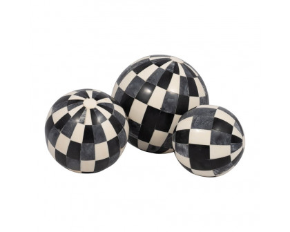 Sagebrook 4"/5"/6" Resin Checkered Orbs (Set Of 3) - Multi