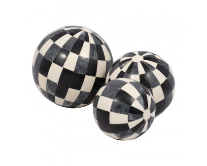 Sagebrook 4"/5"/6" Resin Checkered Orbs (Set Of 3) - Multi