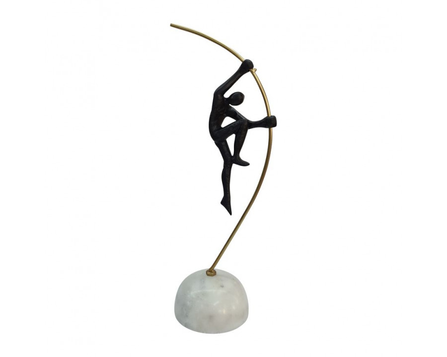 Sagebrook 16" Metal Gymnast On Pole - Black/Gold