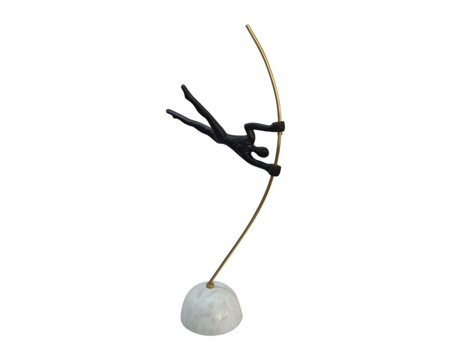 Sagebrook 17" Metal Gymnast On Pole - Black/Gold