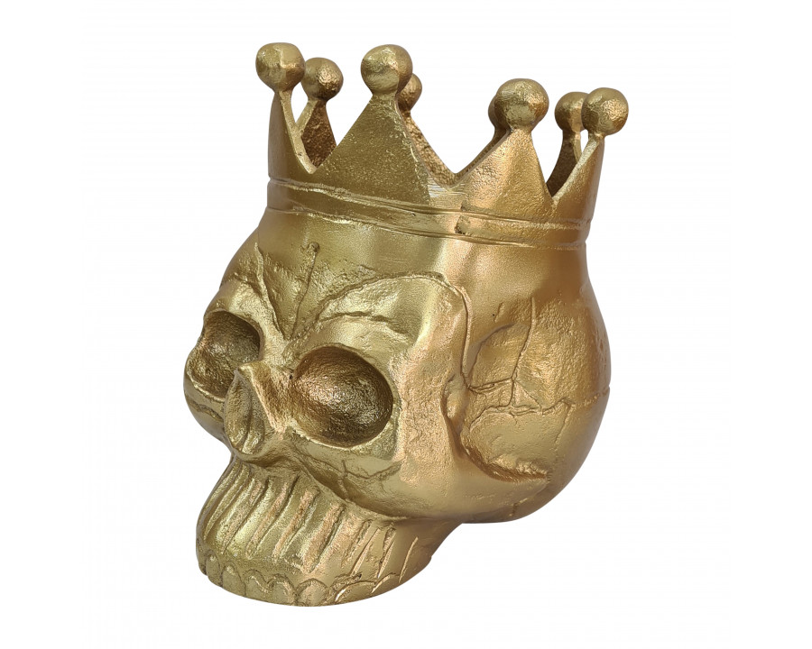 Sagebrook - 7" Metal Skull With Crown in Gold