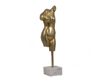 Sagebrook - 20" Metal Woman Sculpture On Base in Gold