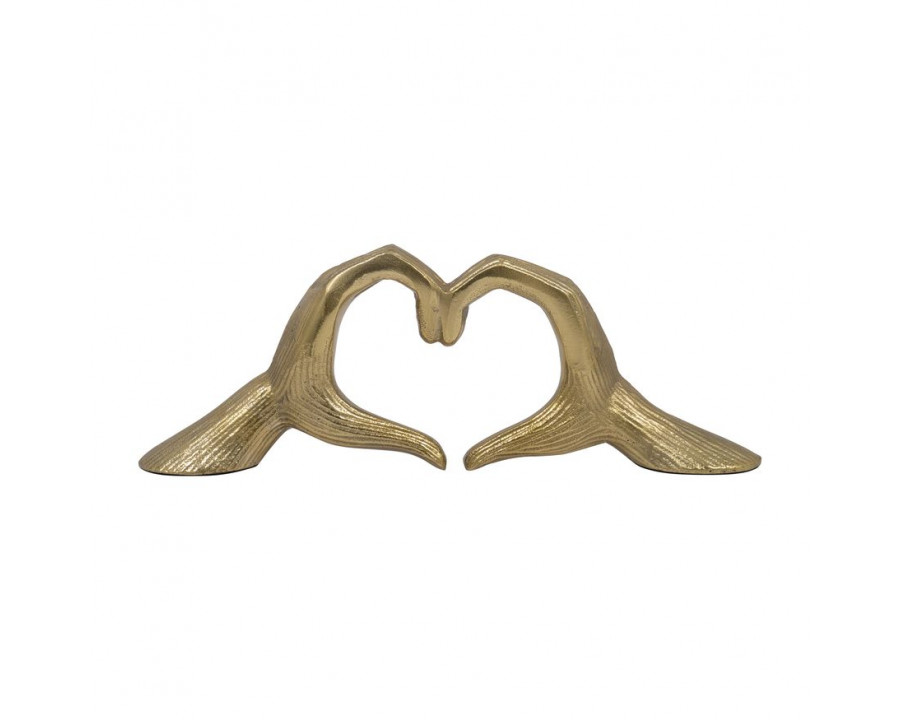 Sagebrook - 13" Metal Hand-heart Sculpture in Gold