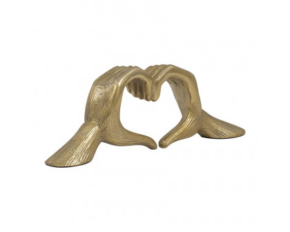 Sagebrook - 13" Metal Hand-heart Sculpture in Gold