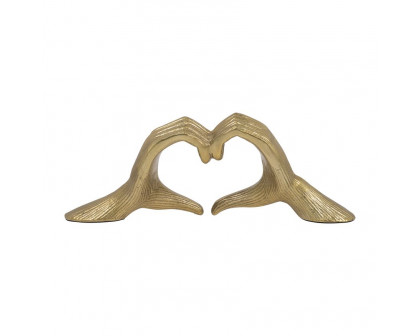 Sagebrook - 13" Metal Hand-heart Sculpture in Gold