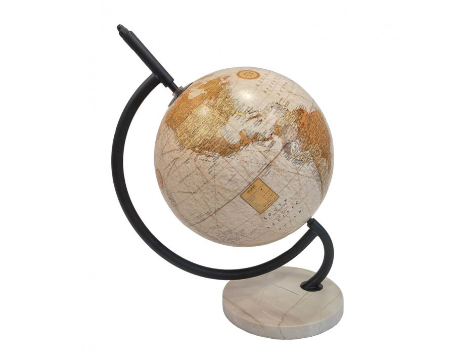 Sagebrook - 14" Globe On Marble Base in Ivory