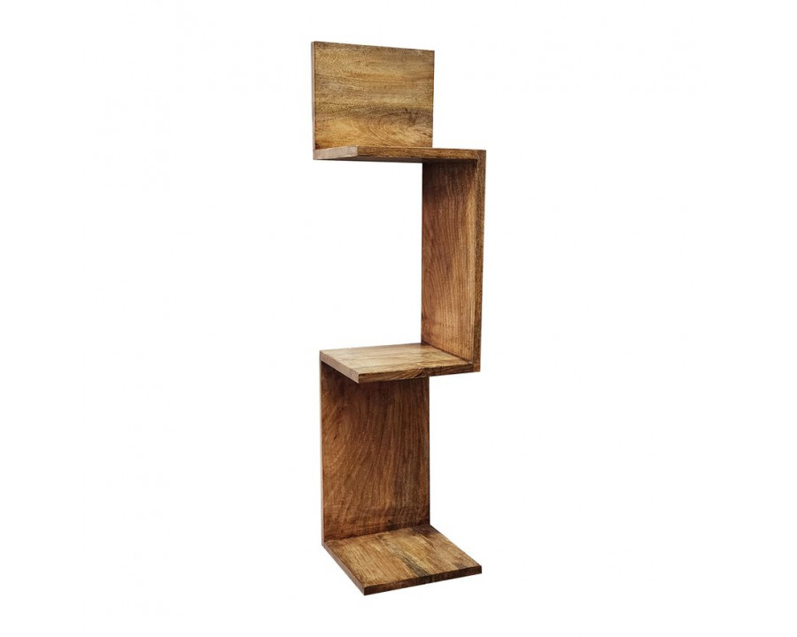 Sagebrook - Mango Zig Zag Corner Wall Shelf in Brown