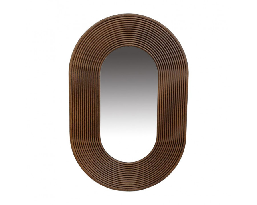 Sagebrook 36" Ribbed Oval Mirror - Walnut