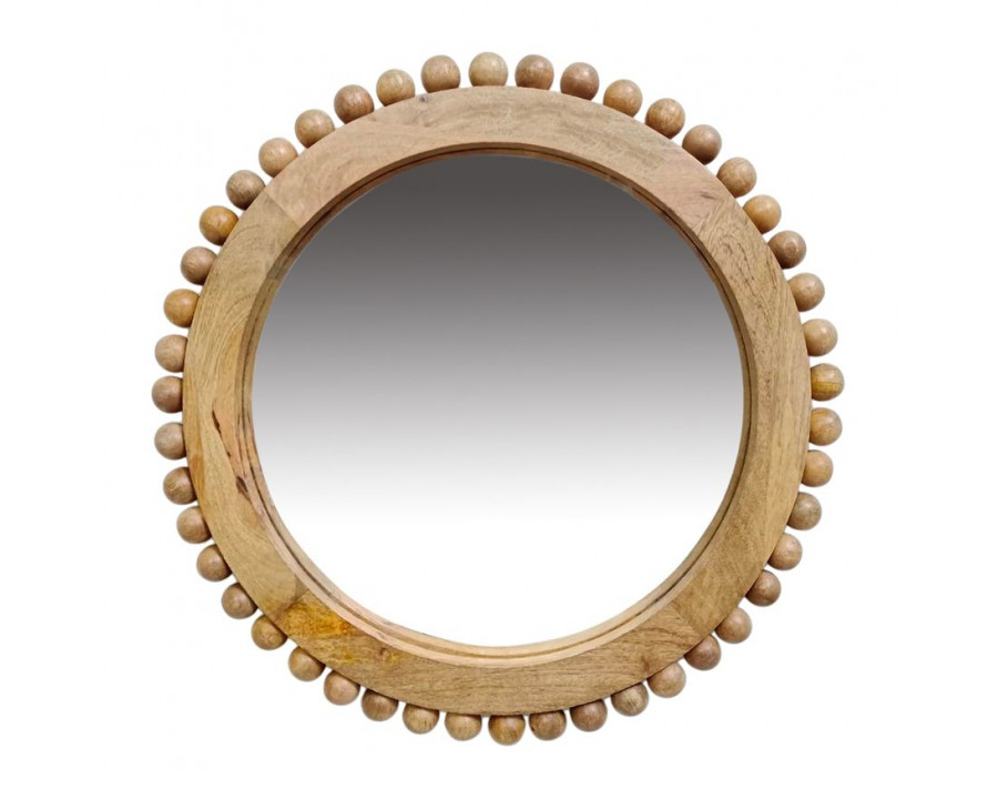 Sagebrook Round Beaded Mirror - Natural