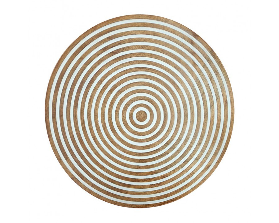 Sagebrook 30" Ribbed Mango Wood Wall Disc - Brown