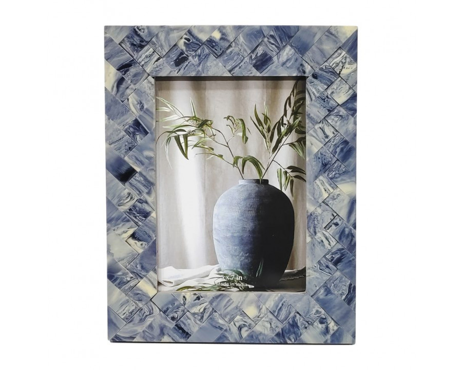 Sagebrook 5"x7" Resin Woven Photo Frame - Blue/ivory