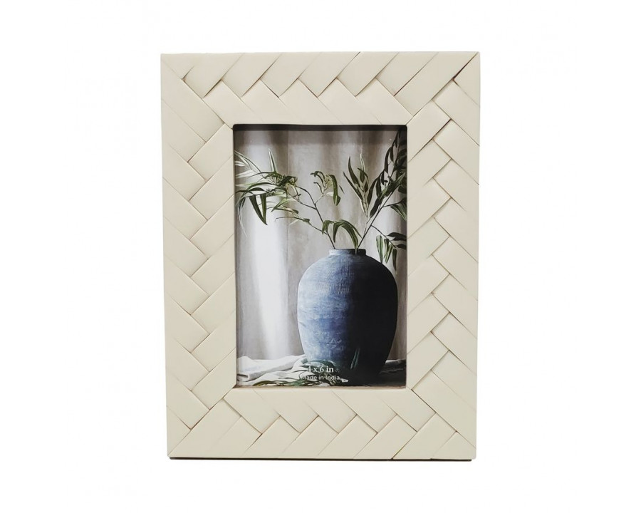 Sagebrook 4"x6" Resin Woven Photo Frame - Ivory