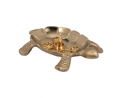 Sagebrook - 7" Metal Turtle Trinket Tray in Gold