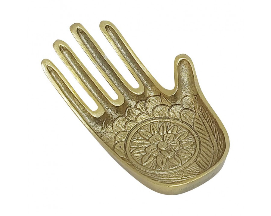 Sagebrook 10" Metal Hand Trinket Tray - Gold